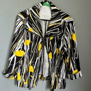 Erin London Yellow, Black, and White Zip-up Jacket